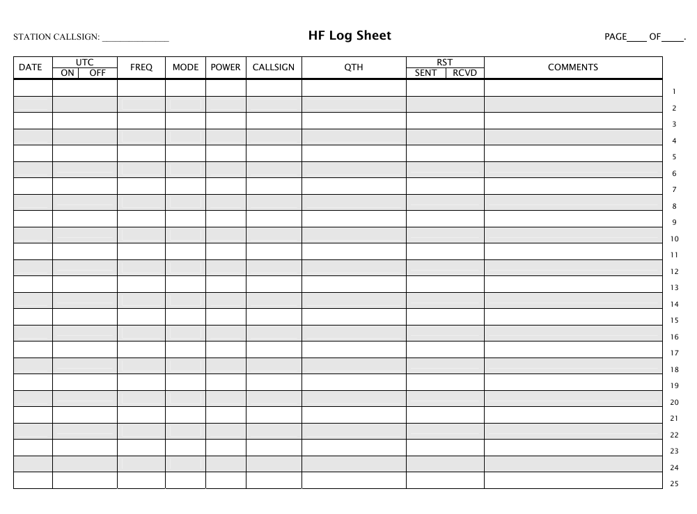 ham radio logbook excel template